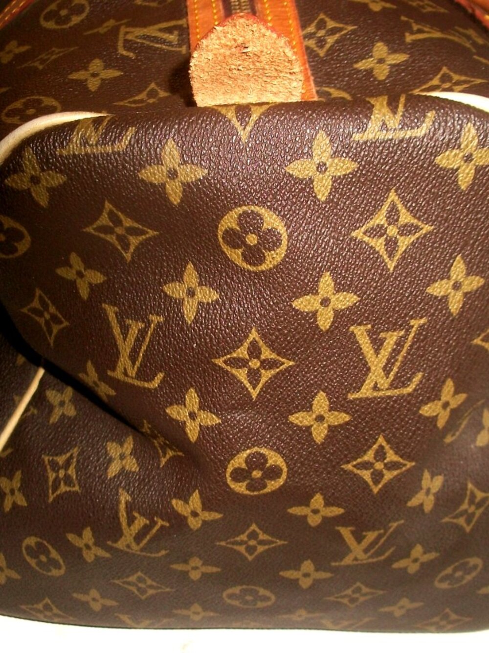 Large Top-Zip Vintage Hand-Held Monogram Duffel w Leather Trim & Handles NOT LV - Picture 13 of 16